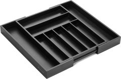 Black Bamboo Knife Drawer Organizer Expandable Cutlery Organizer in Drawer