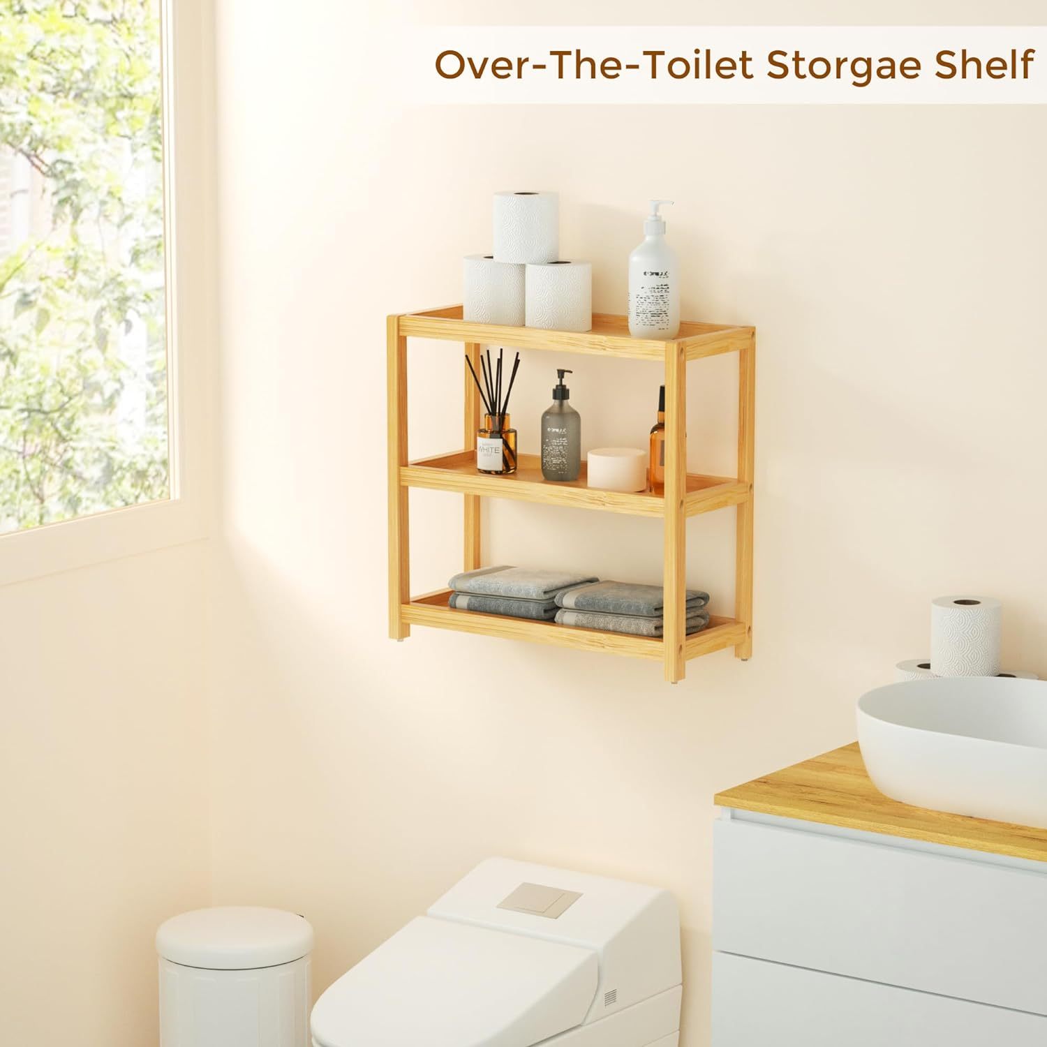 3 Tier Bamboo Storage Shelf Bathroom Countertop Organizer