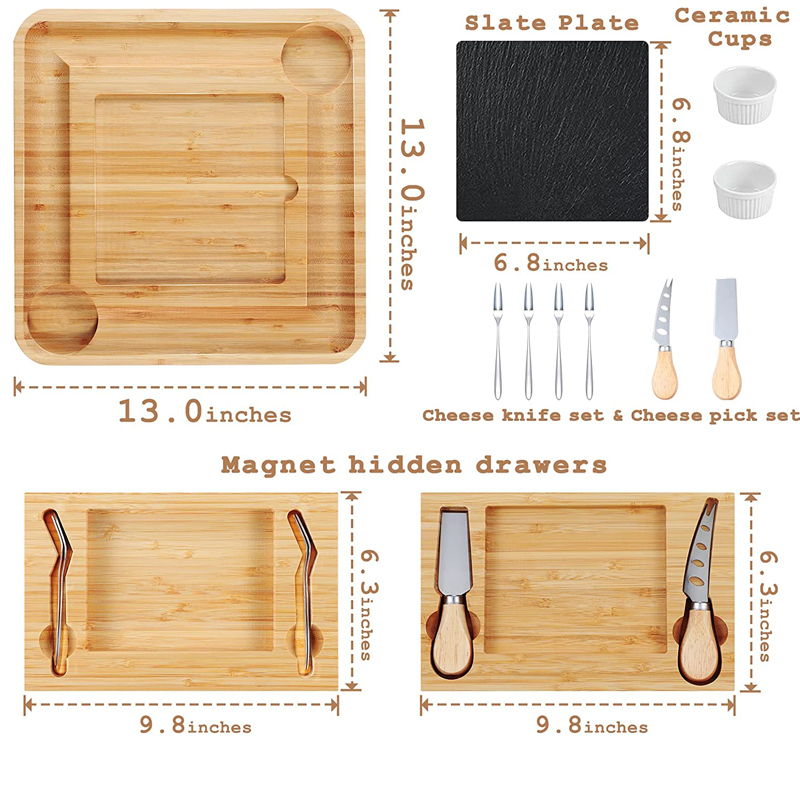 Kitchen Charcuterie Boards Gift Set Bamboo Cheese Board Set