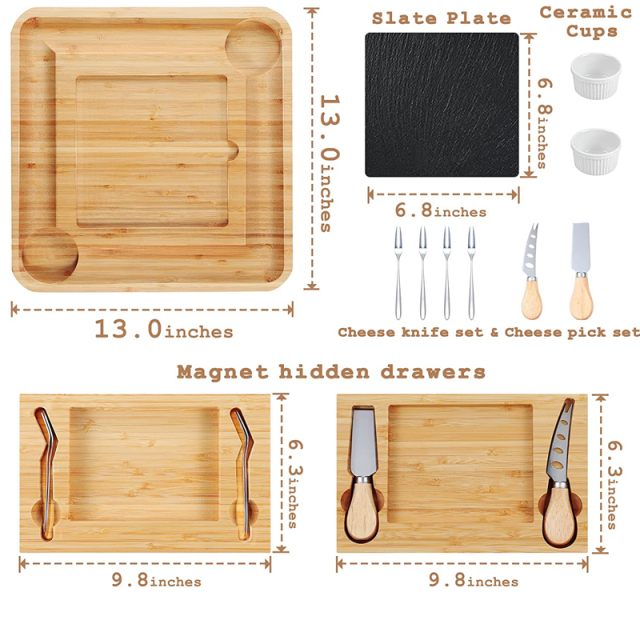 Kitchen Charcuterie Boards Gift Set Bamboo Cheese Board Set