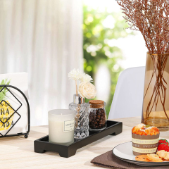 Black Bamboo Organizer Tray for Bathroom Counter