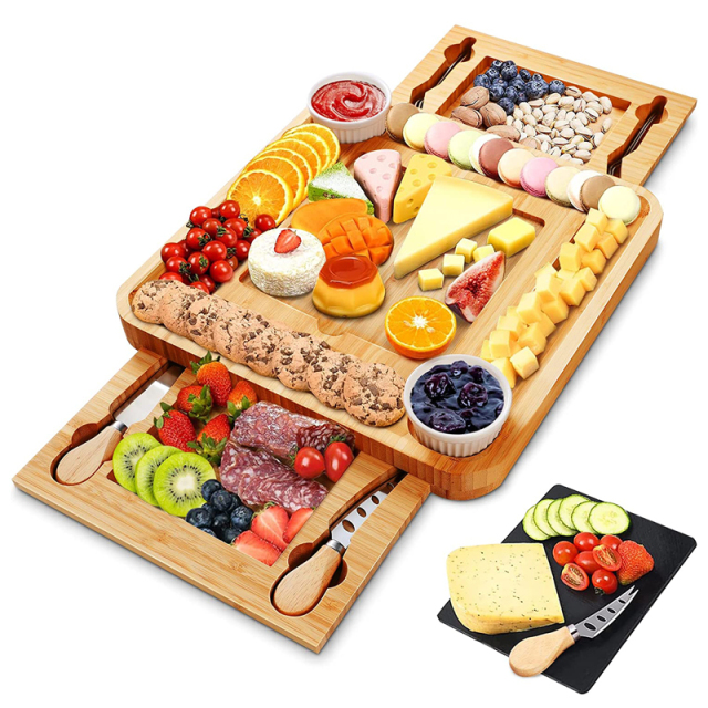 Kitchen Charcuterie Boards Gift Set Bamboo Cheese Board Set