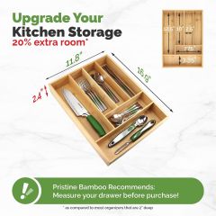 Bamboo Kitchen Drawer Organizer Utensil Organizer Silverware Holder Cutlery Organizer