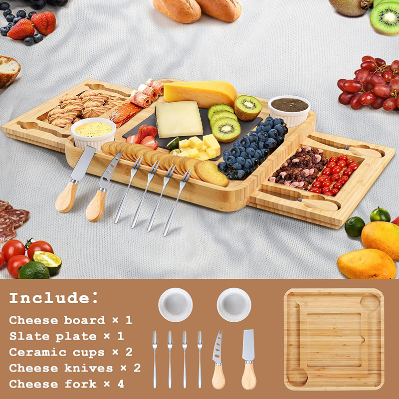 Kitchen Charcuterie Boards Gift Set Bamboo Cheese Board Set