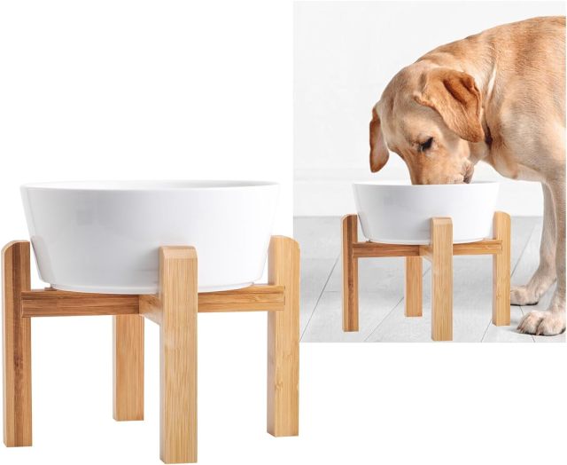 Bamboo Dog Bowl Stand