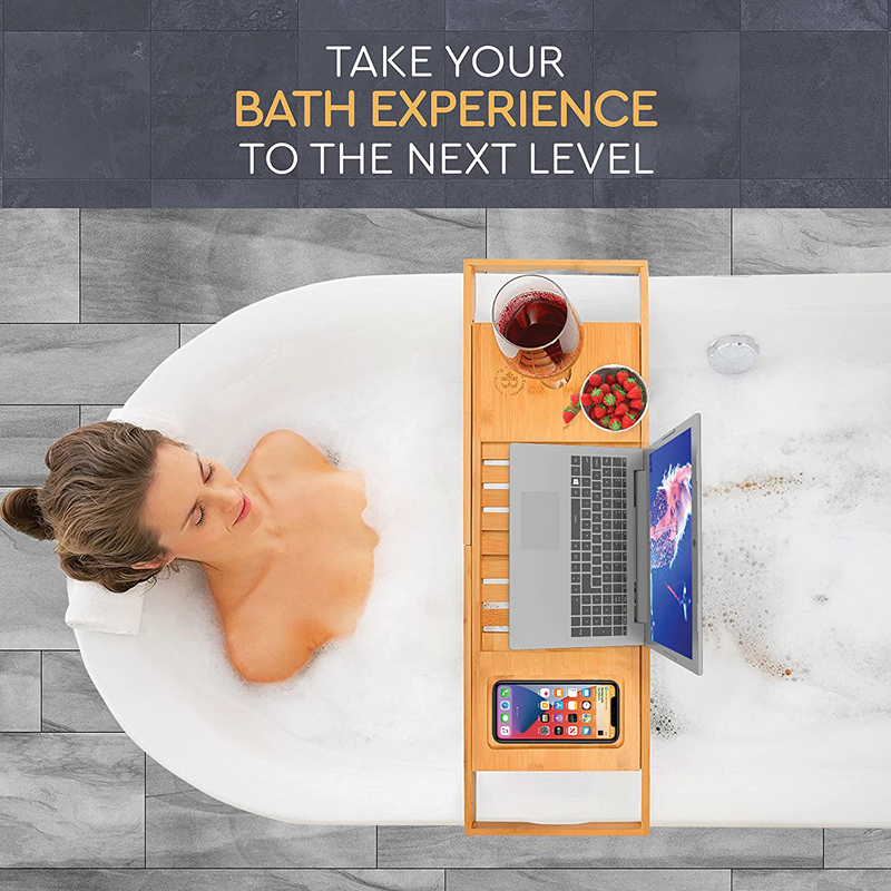 Luxury Bathtub Caddy Tray Bamboo Bathtub Tray Caddy