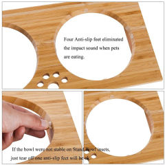 Bamboo Raised Pet Bowls with 2 Stainless Steel Bowls