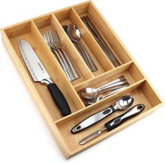 Bamboo Kitchen Drawer Organizer Utensil Organizer Silverware Holder Cutlery Organizer