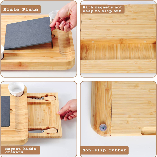 Kitchen Charcuterie Boards Gift Set Bamboo Cheese Board Set