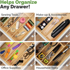 Bamboo Kitchen Drawer Organizer Utensil Organizer Silverware Holder Cutlery Organizer