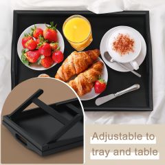 Bamboo Laptop Bed Table with Foldable Legs and Handles