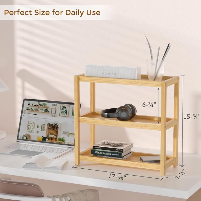 3 Tier Bamboo Storage Shelf Bathroom Countertop Organizer