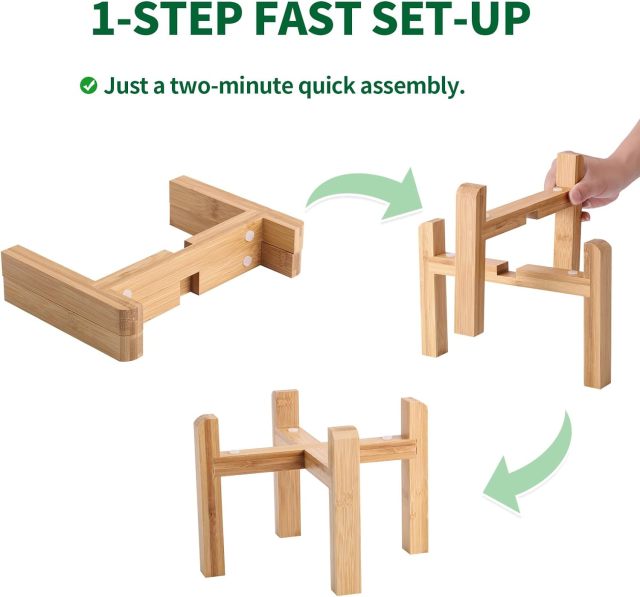 Bamboo Dog Bowl Stand