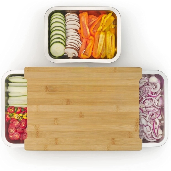 Bamboo Cutting Board with Containers