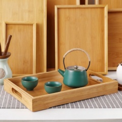 Bamboo Serving Tray Kitchen Food Tray with Handles Serving Platters Tray