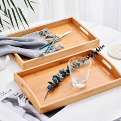 Bamboo Serving Tray Kitchen Food Tray with Handles Serving Platters Tray