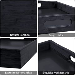 Bamboo 3 Pack Serving Tray Kitchen Food Tray with Handles Serving Platters Tray