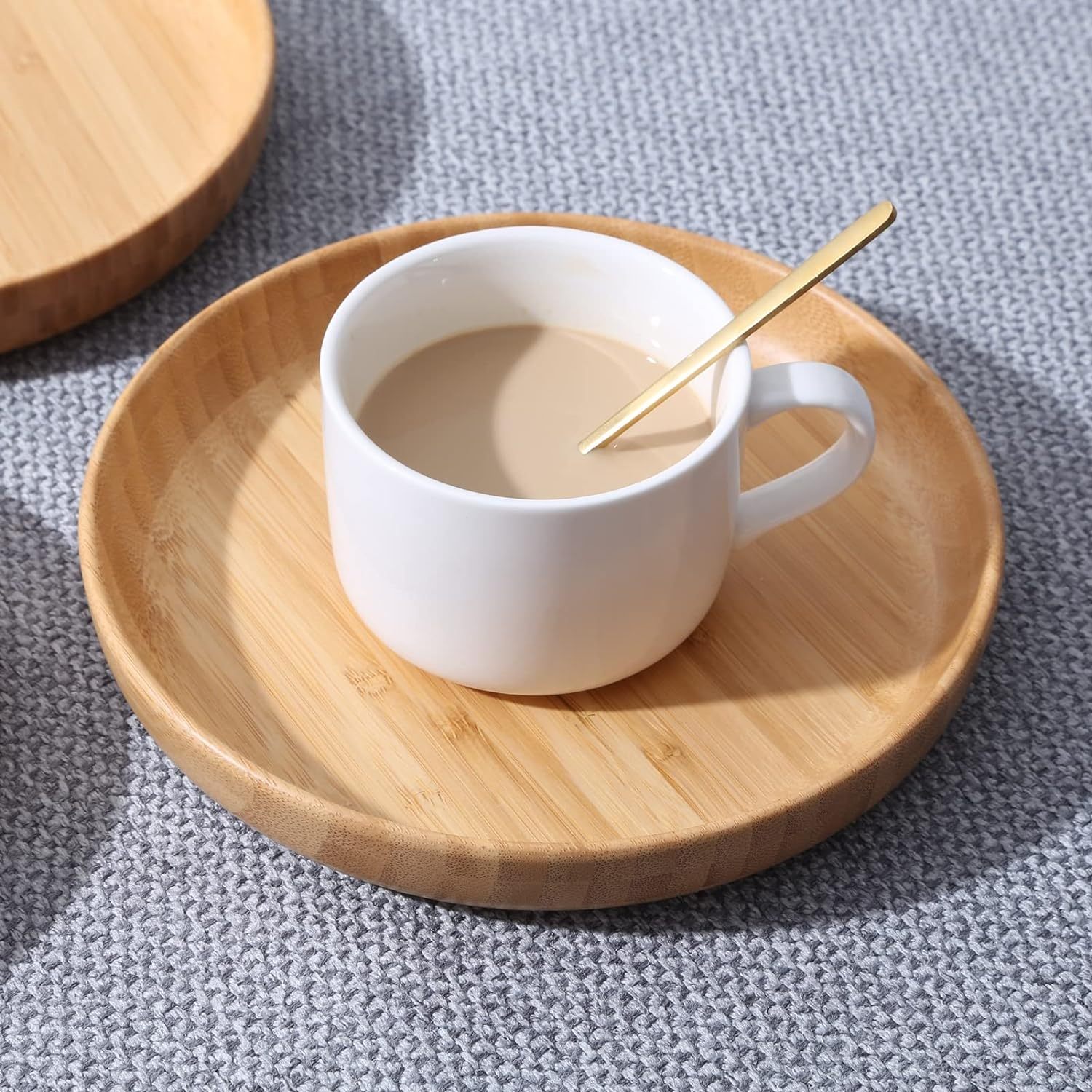 Set of 3  Bamboo Plates 7.5Inch Round Bamboo Plates