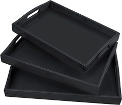 Bamboo 3 Pack Serving Tray Kitchen Food Tray with Handles Serving Platters Tray