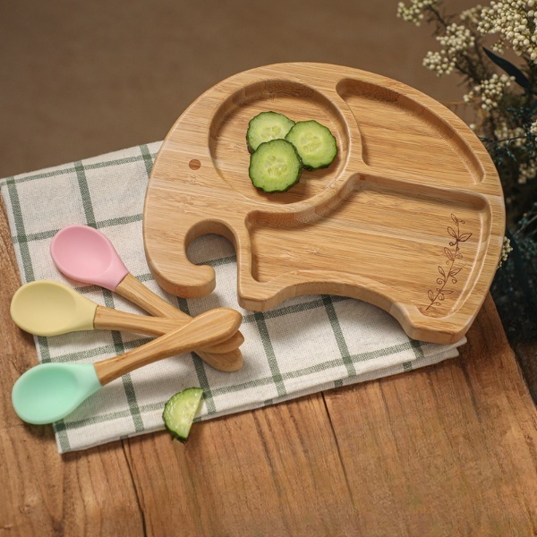 Elephant-Shaped Bamboo Plate