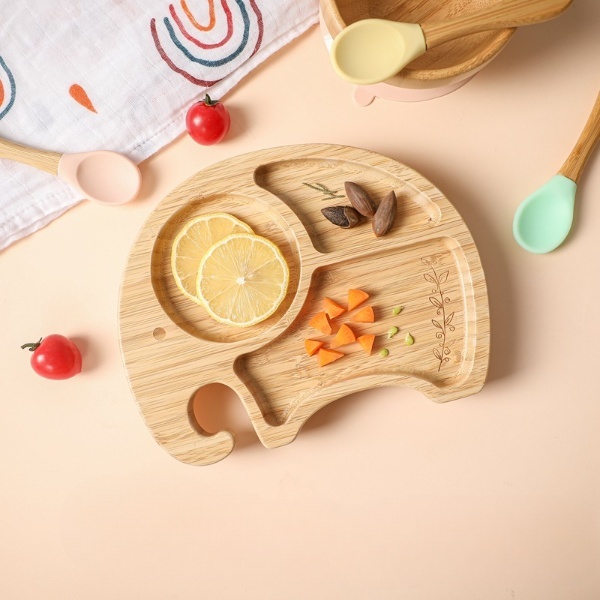 Elephant-Shaped Bamboo Plate