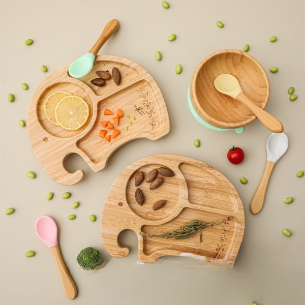 Elephant-Shaped Bamboo Plate