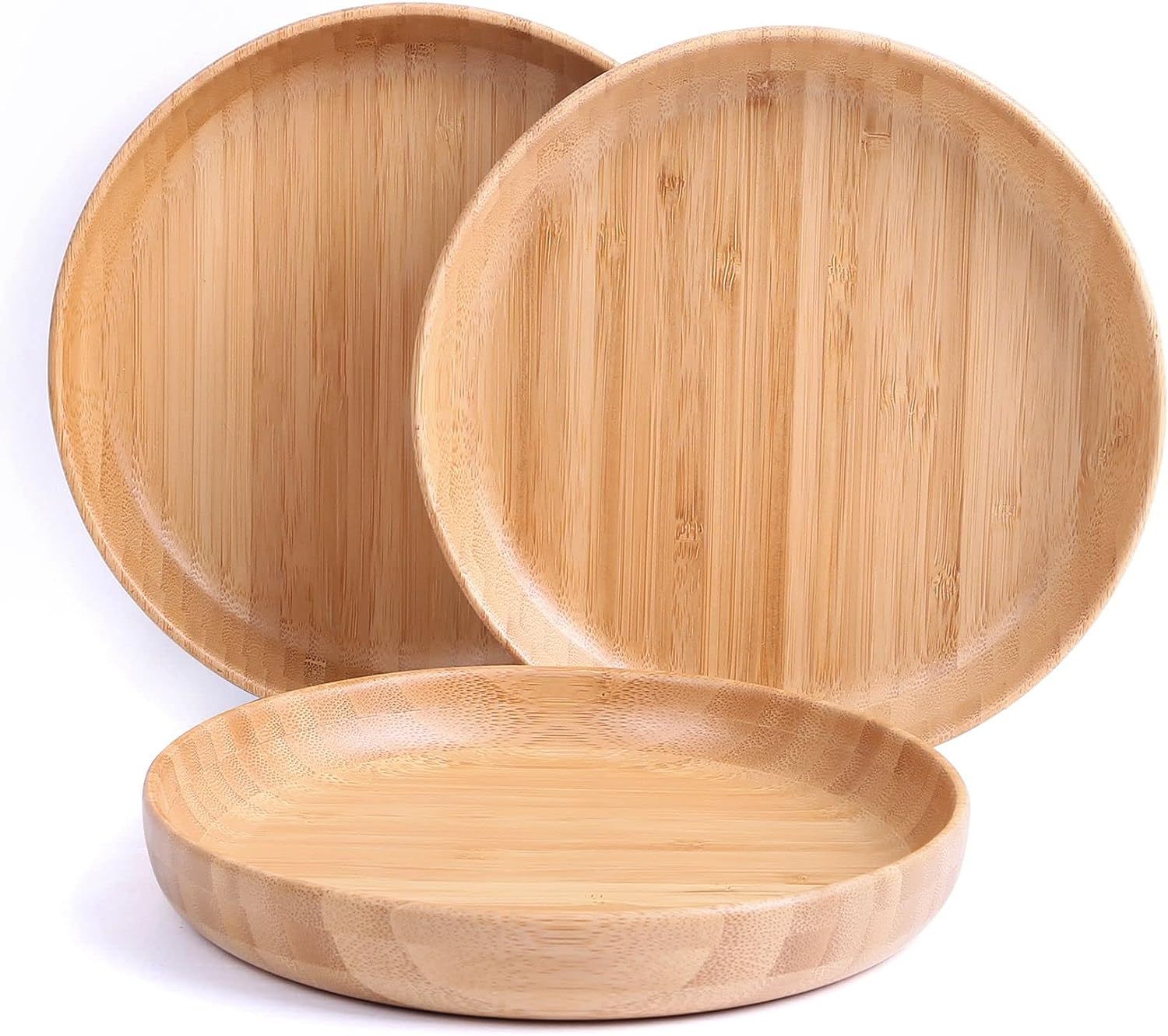 SquareBamboo | Set of 3 Bamboo Plates (7.5-Inch Round) - Premium Quality for Wholesale Suppliers