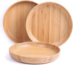 SquareBamboo | Set of 3 Bamboo Plates (7.5-Inch Round) - Premium Quality for Wholesale Suppliers