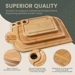 Bamboo Cutting Boards for Kitchen Set of 3