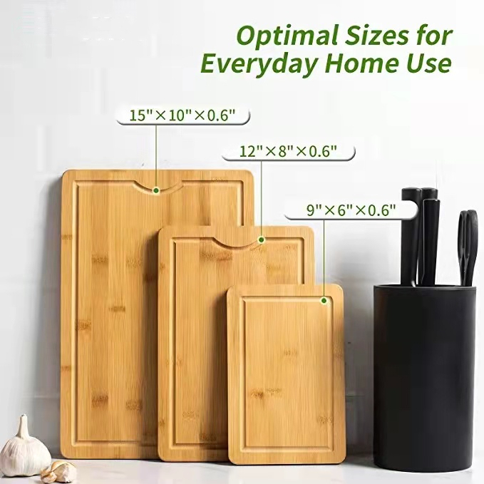 Bamboo Cutting Board - 3Pcs Wood Cutting Boards for Kitchen