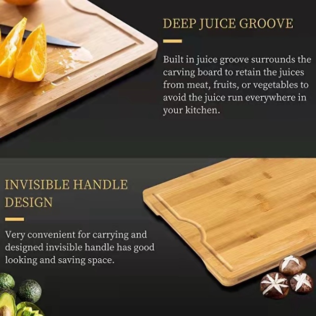 Bamboo Cutting Board - 3Pcs Wood Cutting Boards for Kitchen