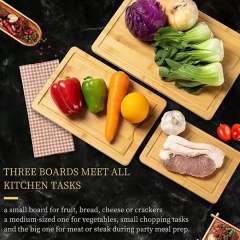 Bamboo Cutting Board - 3Pcs Wood Cutting Boards for Kitchen