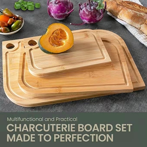 Bamboo Cutting Boards for Kitchen Set of 3