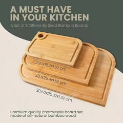 Bamboo Cutting Boards for Kitchen Set of 3
