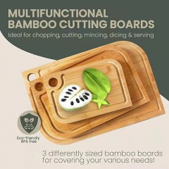 Bamboo Cutting Boards for Kitchen Set of 3