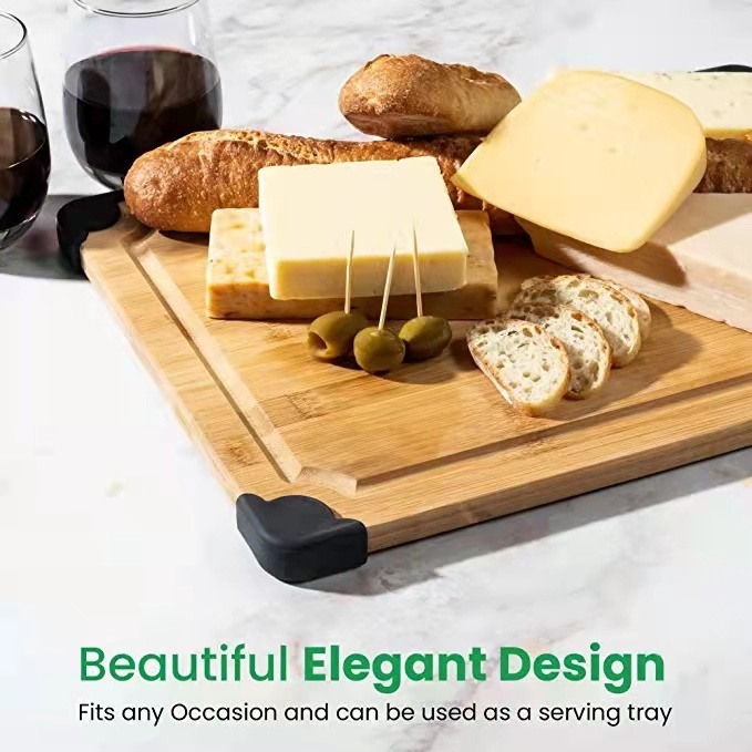 Extra Large Organic Bamboo Cutting Board with Non Slip Grip Corners