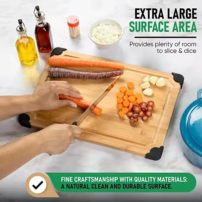 Extra Large Organic Bamboo Cutting Board with Non Slip Grip Corners