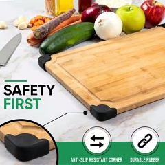 Extra Large Organic Bamboo Cutting Board with Non Slip Grip Corners