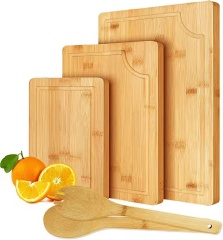 Bamboo cutting board set of 3 with spoons
