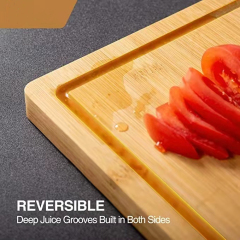 Large Bamboo Chopping Board Set of 3 Built-In 3 Compartments