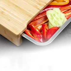 Bamboo Cutting Board with 2pcs Stainless Steel Containers