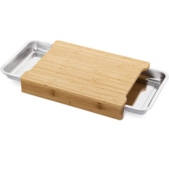 Bamboo Cutting Board with 2pcs Stainless Steel Containers