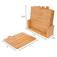 Bamboo Cutting Board Set of 4 Wooden Chopping Board Set With Holder