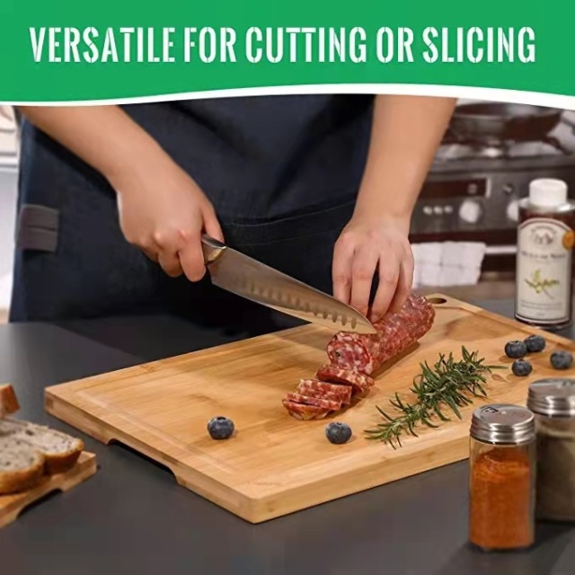 Heavy duty bamboo cutting boards with juice groove