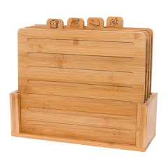 Bamboo Cutting Board Set of 4 Wooden Chopping Board Set With Holder