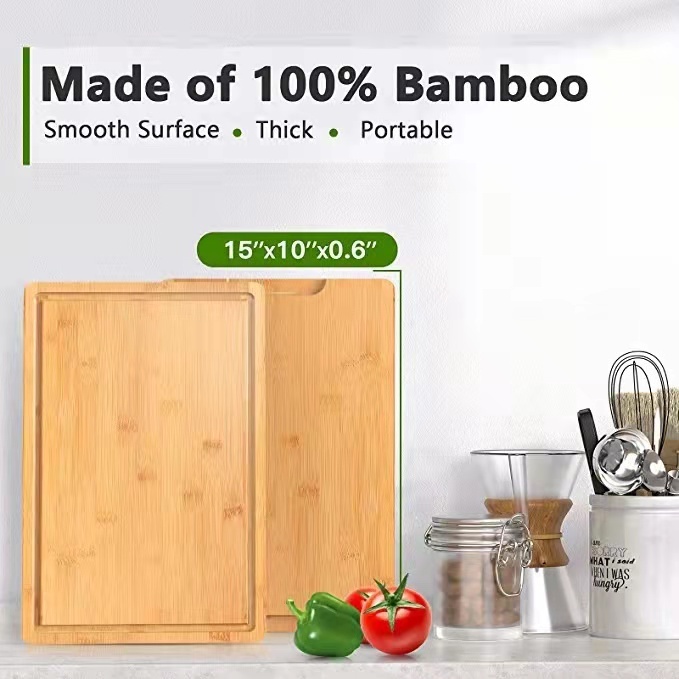 Bamboo chopping board with handle and juice groove