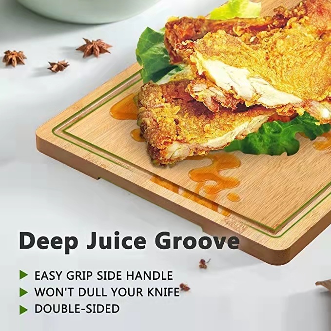 Bamboo chopping board with handle and juice groove
