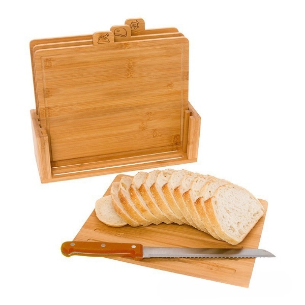 Bamboo Cutting Board Set of 4 Wooden Chopping Board Set With Holder