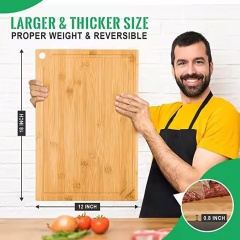 Heavy duty bamboo cutting boards with juice groove