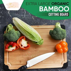 Extra Large Organic Bamboo Cutting Board with Non Slip Grip Corners